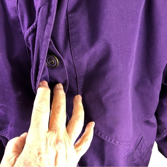 London Fog Trench Coat Women 8 Purple Zipout Plaid Lining Classic Career Vintage - Picture 4 of 15